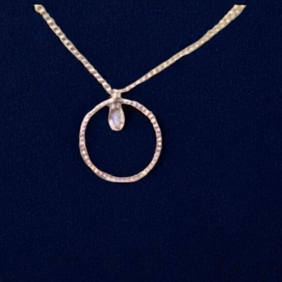 Double Layered Necklace with Milgrain Circle Pendants - Picture 2 of 4